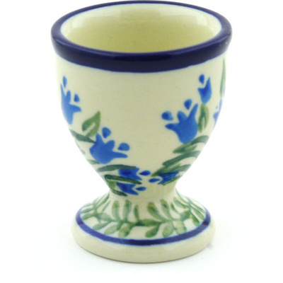 Polish Pottery Egg Holder 2&quot; Feathery Bluebells