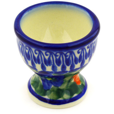 Polish Pottery Egg Holder 2&quot; Floral Burst