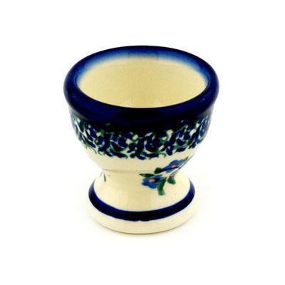 Polish Pottery Egg Holder 2&quot; Forget Me Not Dots