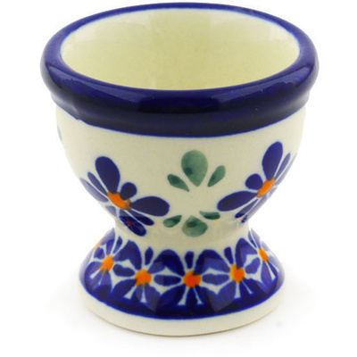 Polish Pottery Egg Holder 2&quot; Gingham Flowers