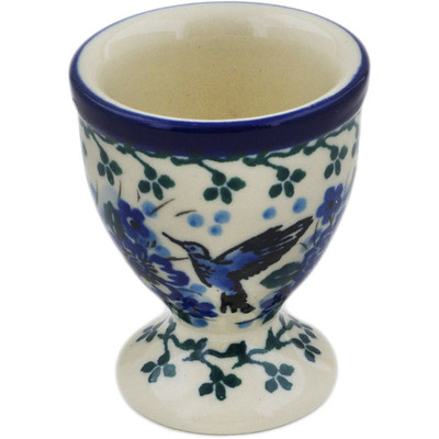 Polish Pottery Egg Holder 2&quot; Hummingbird Blue UNIKAT