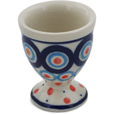 Polish Pottery Egg Holder 2&quot; Modern Peacock