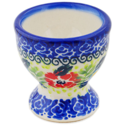 Polish Pottery Egg Holder 2" Painted Blossoms