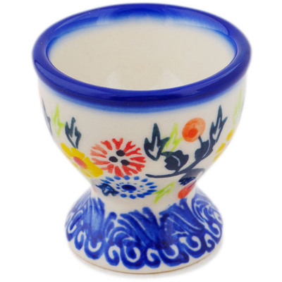 Polish Pottery Egg Holder 2&quot; Pastel Spring Wreath