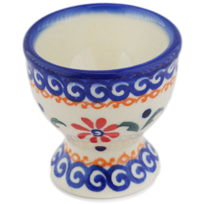 Polish Pottery Egg Holder 2" Red Daisy