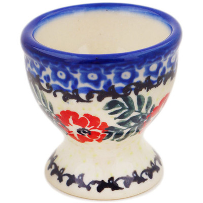 Polish Pottery Egg Holder 2&quot; Red Wreath