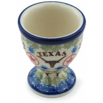 Polish Pottery Egg Holder 2&quot; Texas Longhorns