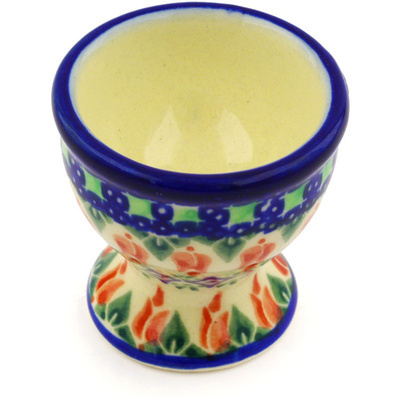 Polish Pottery Egg Holder 2&quot; Tulips And Diamonds