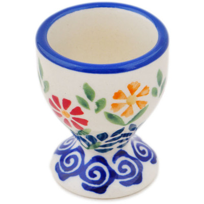 Polish Pottery Egg Holder 2&quot; Wave Of Flowers
