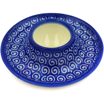 Polish Pottery Egg Holder 4&quot; Baltic Blue