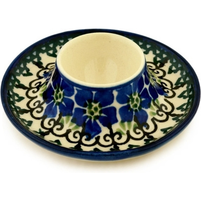 Polish Pottery Egg Holder 4&quot; Blue Dogwood