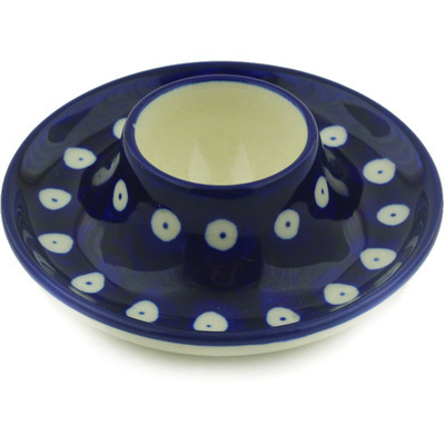 Polish Pottery Egg Holder 4&quot; Blue Eyes