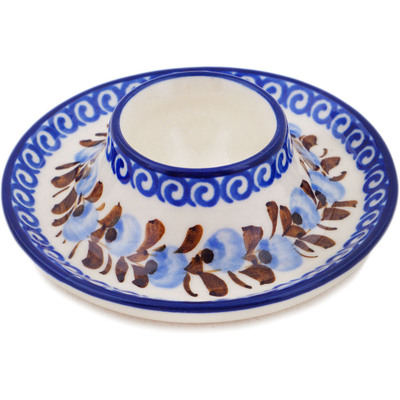Polish Pottery Egg Holder 4&quot; Brown And Blue Beauty UNIKAT