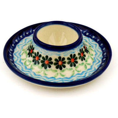 Polish Pottery Egg Holder 4&quot; Daisies By The Sea