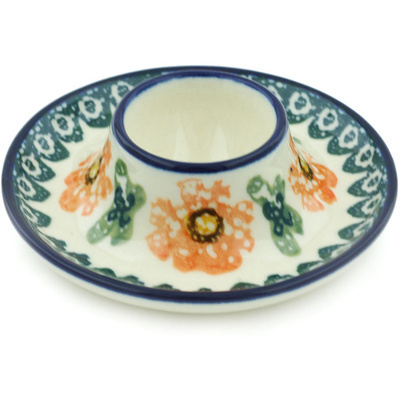 Polish Pottery Egg Holder 4&quot; Meadow Breeze