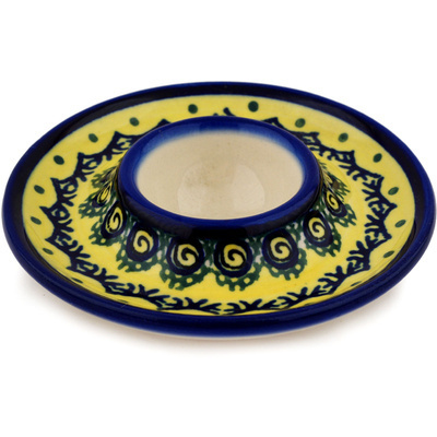 Polish Pottery Egg Holder 4&quot; Peacock Bumble Bee