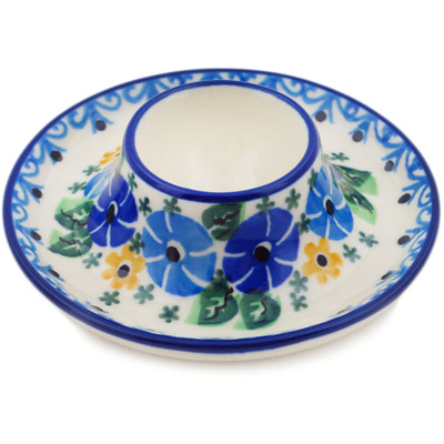 Polish Pottery Egg Holder 4&quot; Periwinkle Ring UNIKAT