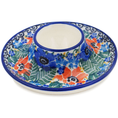 Polish Pottery Egg Holder 4&quot; Spring Meadow UNIKAT