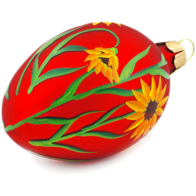 Glass Egg Ornament 3&quot; Red