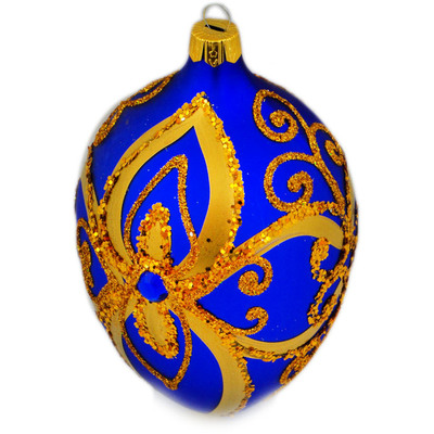 Glass Egg Ornament 5&quot; Deep Blue
