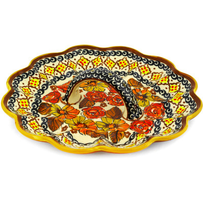 Polish Pottery Egg Plate 10&quot; Autumn Glow UNIKAT