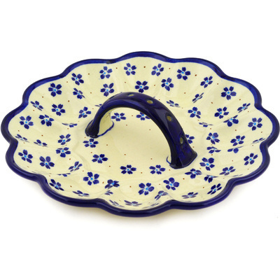 Polish Pottery Egg Plate 10&quot; Daisy Field