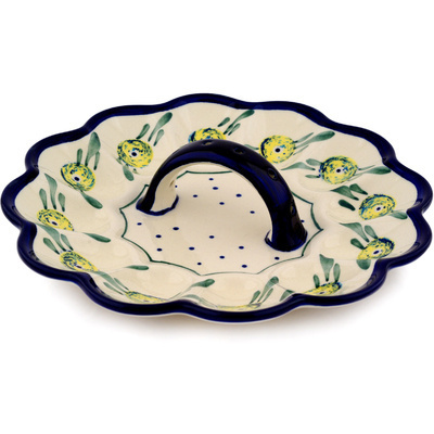 Polish Pottery Egg Plate 10&quot; Limon Swirl