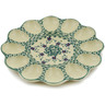 Polish Pottery Egg Plate 10&quot; Lucky Blue Clover