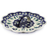 Polish Pottery Egg Plate 10&quot; Peacock Leaves