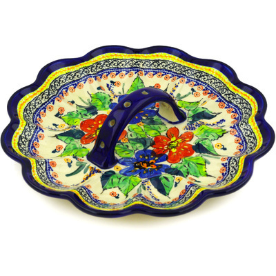 Polish Pottery Egg Plate 10&quot; Summer Sleandor UNIKAT