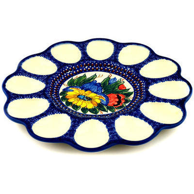 Polish Pottery Egg Plate 10&quot; UNIKAT