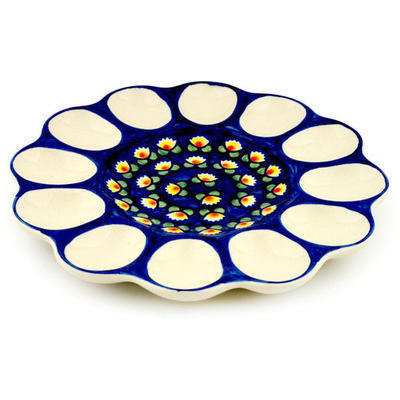 Polish Pottery Egg Plate 10&quot; Waterlily