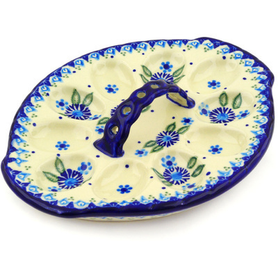 Polish Pottery Egg Plate 11&quot; Aster Patches