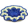 Polish Pottery Egg Plate 11&quot; Blue Poppies
