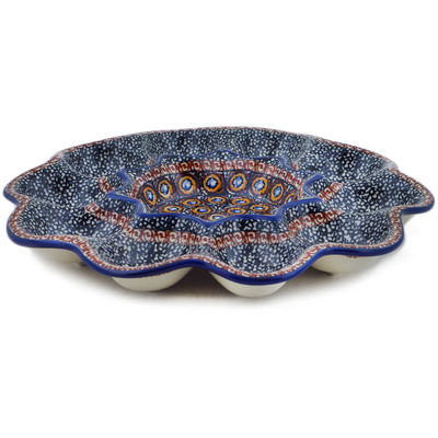 Polish Pottery Egg Plate 11&quot; Brown Beauty UNIKAT