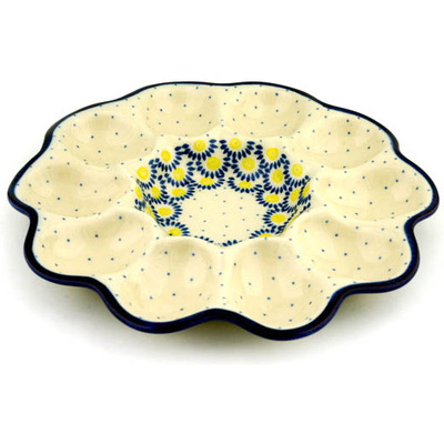Polish Pottery Egg Plate 11&quot; Radient Scales