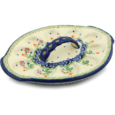 Polish Pottery Egg Plate 11&quot; Spring Flowers