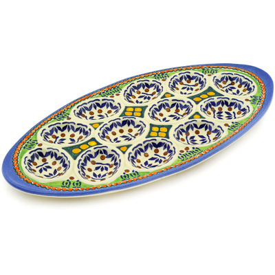 Polish Pottery Egg Plate 15&quot; UNIKAT