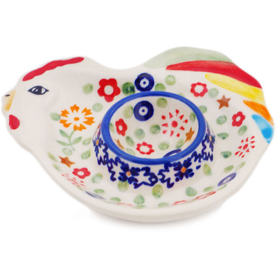 Polish Pottery Egg Plate 5&quot; Botanical Sprinkles UNIKAT