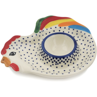 Polish Pottery Egg Plate 5&quot; Misty Blue UNIKAT