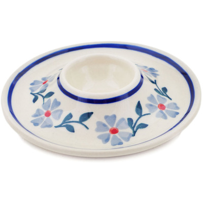 Polish Pottery Egg Plate 5&quot; Peacock Forget-me-not