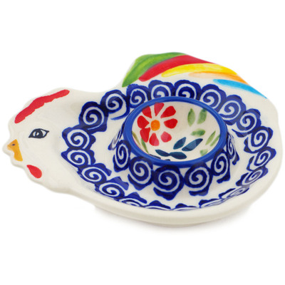 Polish Pottery Egg Plate 5&quot; Wave Of Flowers