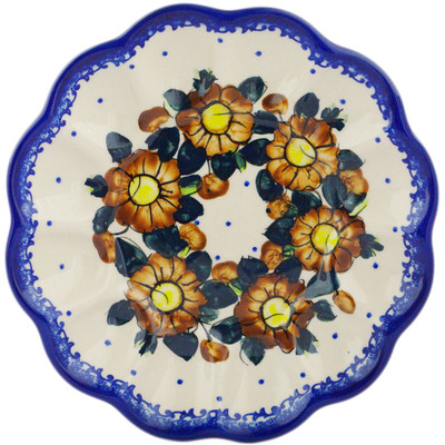 Polish Pottery Egg Plate 8&quot; Autumn Pansies UNIKAT