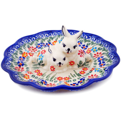 Polish Pottery Egg Plate 8&quot; Blissful Daisy