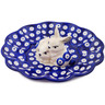 Polish Pottery Egg Plate 8&quot; Blue Eyed Peacock