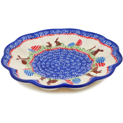 Polish Pottery Egg Plate 8&quot; Bun Bun Delight