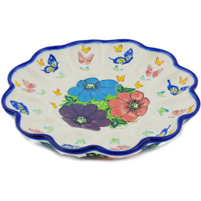 Polish Pottery Egg Plate 8&quot; Bundles Of Spring UNIKAT
