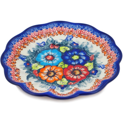 Polish Pottery Egg Plate 8&quot; Butterfly Splendor UNIKAT