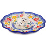 Polish Pottery Egg Plate 8&quot; Hibiscus Haven