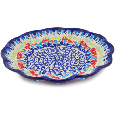Polish Pottery Egg Plate 8" Spring Flowers